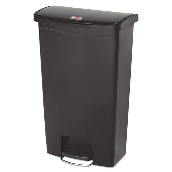 Slim Jim Streamline Resin Step-On Container, Front Step Style, 18 gal, Polyethylene, Black
