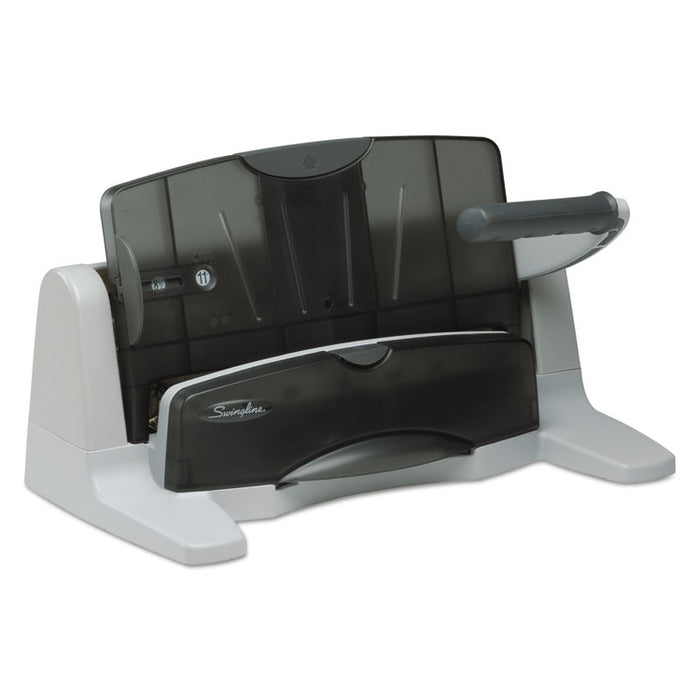 40-Sheet LightTouch Heavy-Duty Two- to Seven-Hole Punch, 9/32" Holes, Black/Gray