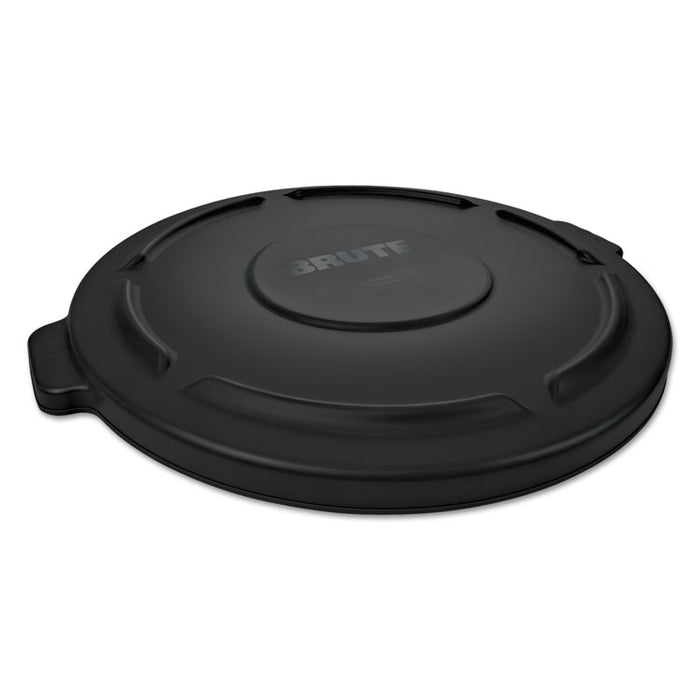 BRUTE Self-Draining Flat Top Lids for 55 gal Round BRUTE Containers, 27.64" Diameter, Black, 3/Carton