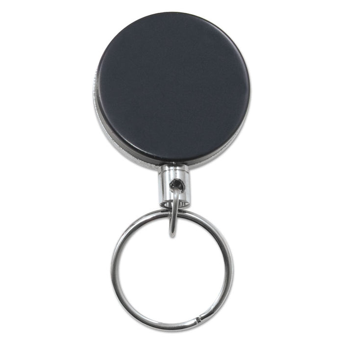 Heavy-Duty Retractable ID Card Reel, 18.5" Extension, Black/Chrome, 6/Pack