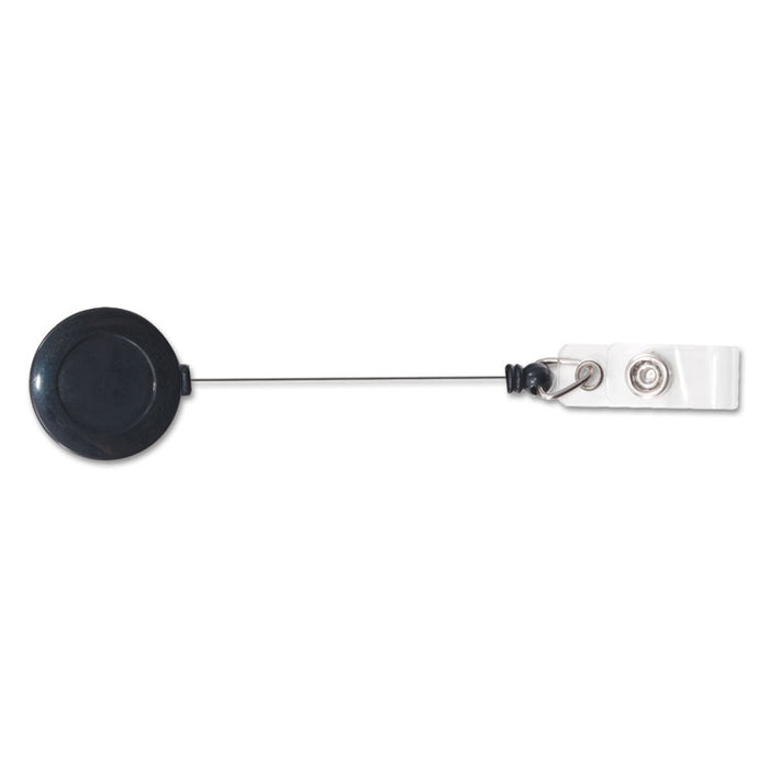 Swivel-Back Retractable ID Card Reel, 30" Extension, Black, 12/Pack