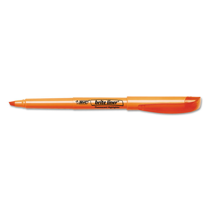 Brite Liner Highlighter, Fluorescent Orange Ink, Chisel Tip, Orange/Black Barrel, Dozen