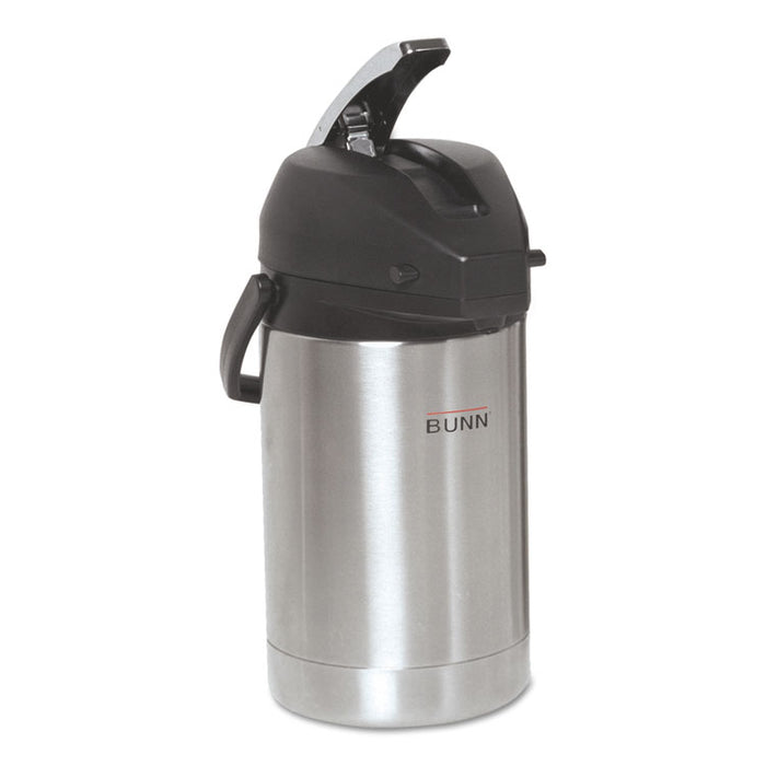 Lever Action Airpot, 84 oz, Stainless Steel/Black