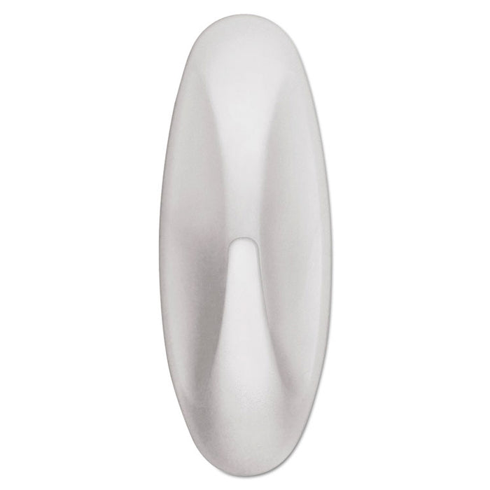 General Purpose Designer Hooks, Medium, Plastic, White, 3 lb Capacity, 2 Hooks and 4 Strips/Pack