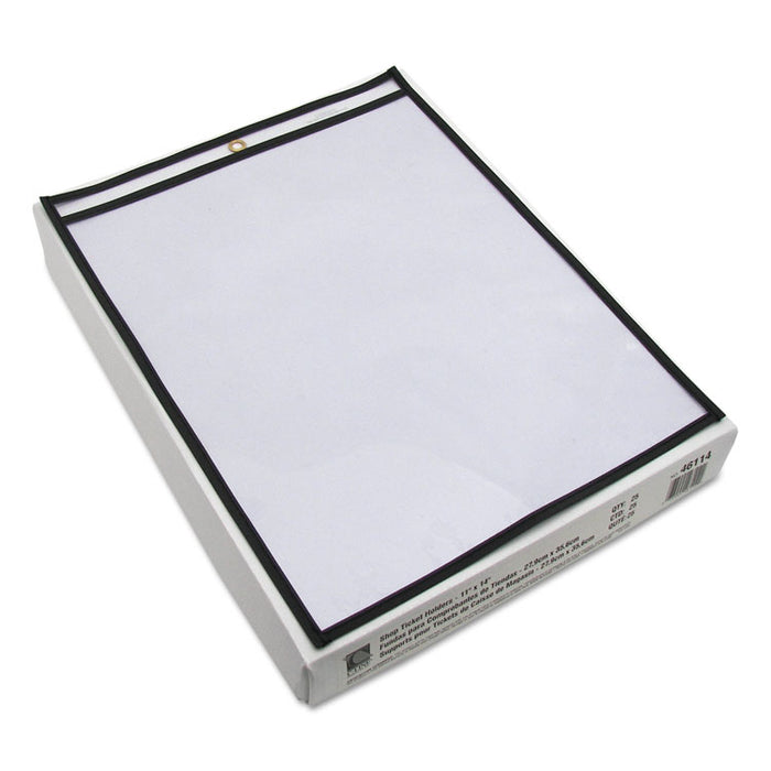 Stitched Shop Ticket Holders, Super Heavy-Duty, Top Load 11 x 14 Insert, Clear Front, Black Border, 25/Box