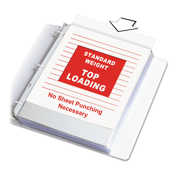 Polypropylene Sheet Protectors, Medium-Duty, Side: 3-Hole Punched, Top Load 8.5 x 11 Insert, Clear Front, 50/Box