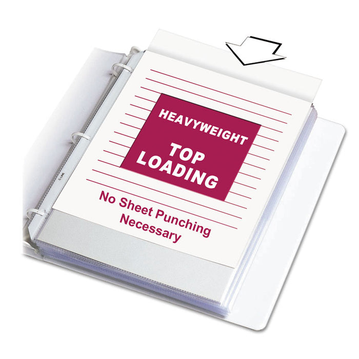 Polypropylene Sheet Protector Value Pack, Heavy-Duty, Side: 3-Hole Punched, Top Load 8.5 x 11 Insert, Clear Front, 200/Box