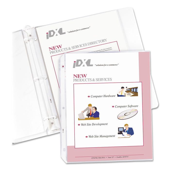 Polypropylene Sheet Protectors, Antimicrobial Protection, Heavy-Duty, Side: 3-Hole Punched, 8.5 x 11 Insert, Clear, 100/Box