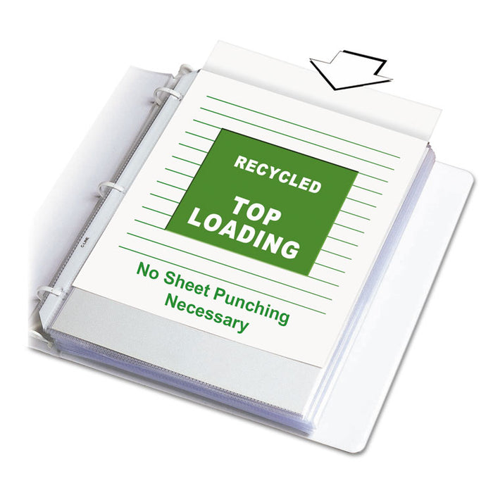 Polypropylene Sheet Protectors, Medium-Duty, Side: 3-Hole Punched, Top Load 8.5 x 11 Insert, Reduced Glare Clear, 100/Box