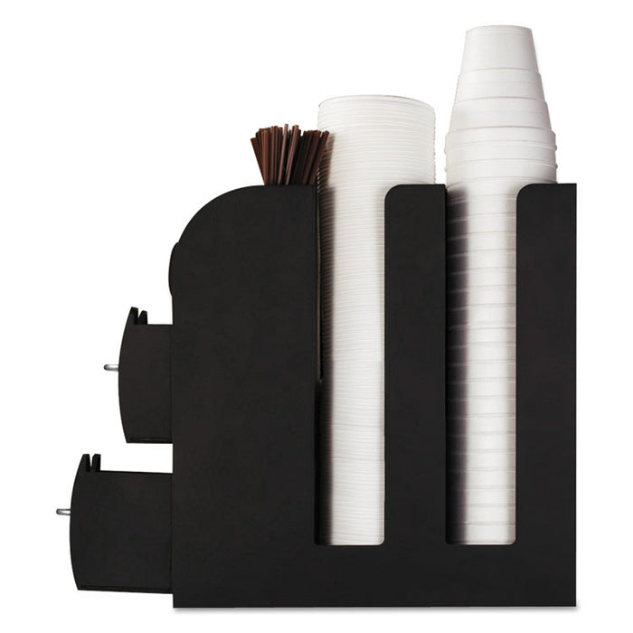 Coffee Condiment Caddy Organizer, 10 Compartments, 5.4 x 11 x 12.6, Black