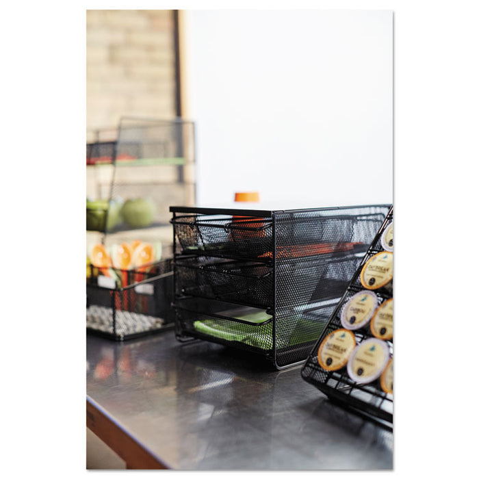 Onyx Three Drawer Hospitality Organizer, 7 Compartments, 11.5 x 8.25 x 8.25, Black