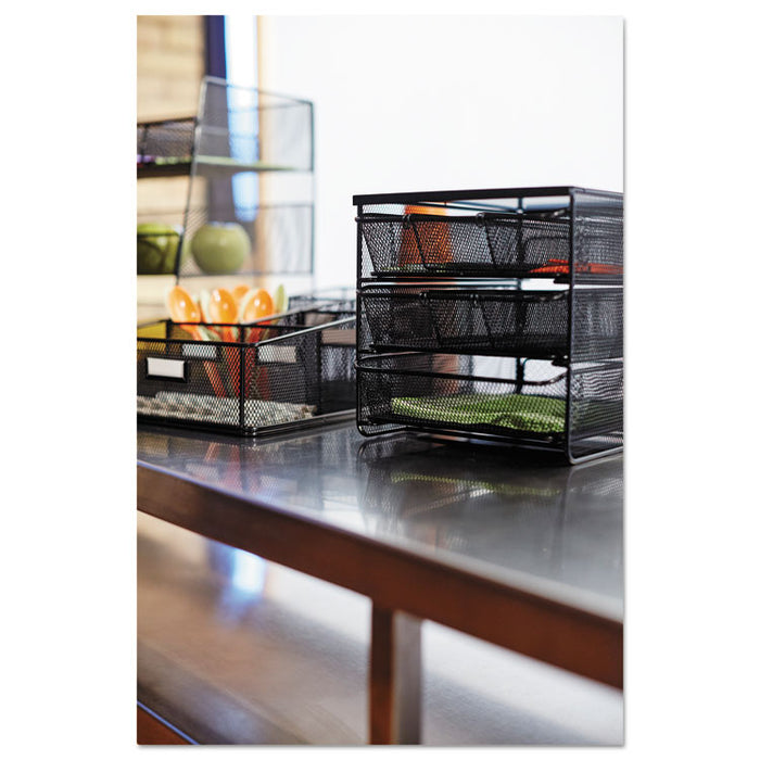 Onyx Three Drawer Hospitality Organizer, 7 Compartments, 11.5 x 8.25 x 8.25, Black