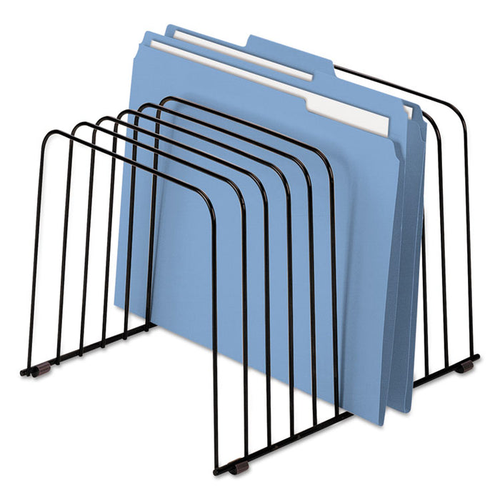 Wire Desktop Organizer, 11 Sections, Letter to Legal Size Files, 9" x 11.38" x 8", Black