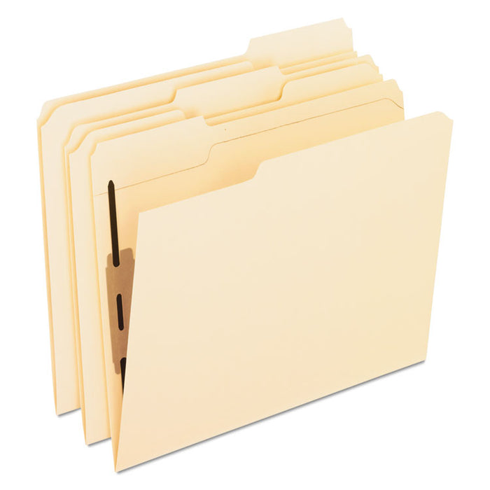 Manila Fastener Folders with Bonded Lesspace Fasteners, 1/3-Cut Tab: Assorted, 2 Fasteners, Letter Size, Manila, 50/Box