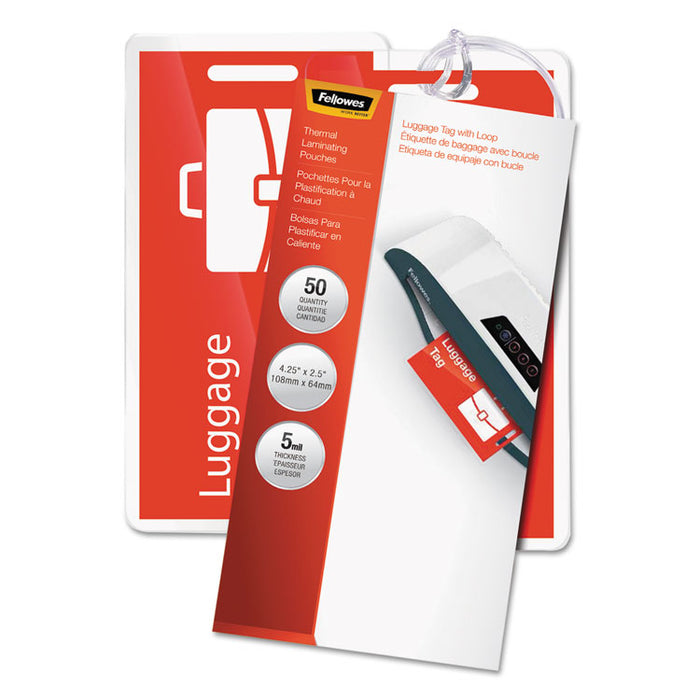Laminating Pouches, 5 mil, 4.25" x 2.5", Gloss Clear, 25/Pack