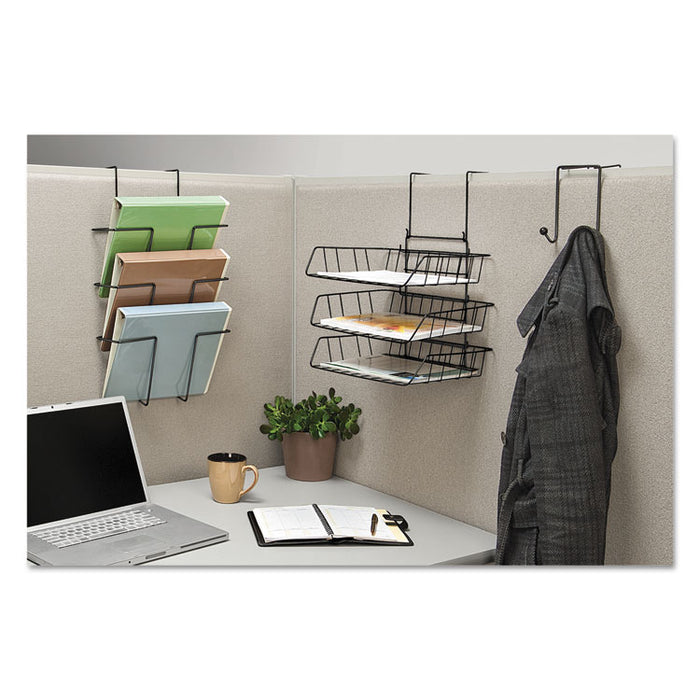 Partition Additions Wire Double-Garment Hook, 4 x 5.13 x 6, Over-the Panel Mount,  Black