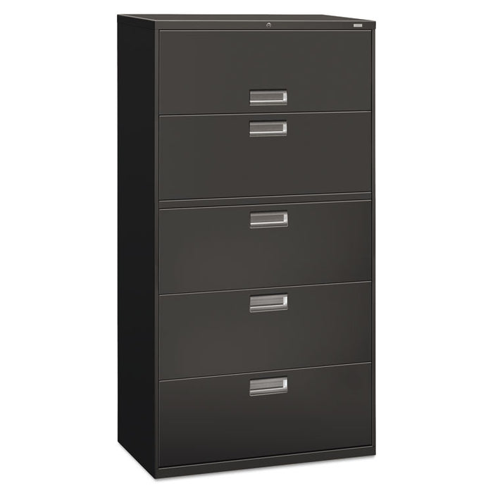 Brigade 600 Series Lateral File, 4 Legal/Letter-Size File Drawers, 1 Roll-Out File Shelf, Charcoal, 36" x 18" x 64.25"