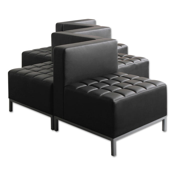 Alera QUB Series Armless L Sectional, Charging Station Center Seat, AC Outlet, (2) USB Ports, 26.38" x 26.38" x 30.5", Black
