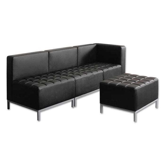 Alera QUB Series Armless L Sectional, Charging Station Center Seat, AC Outlet, (2) USB Ports, 26.38" x 26.38" x 30.5", Black