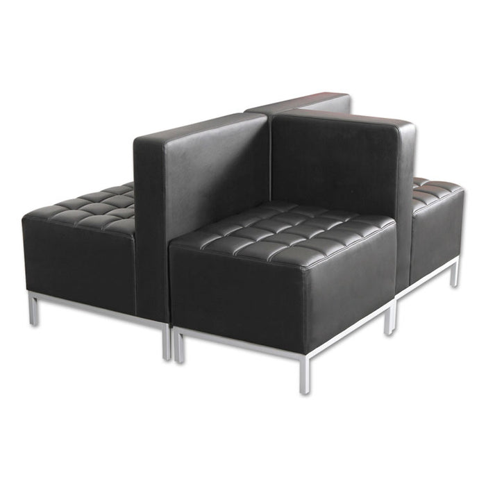 Alera QUB Series Armless L Sectional, Charging Station Center Seat, AC Outlet, (2) USB Ports, 26.38" x 26.38" x 30.5", Black
