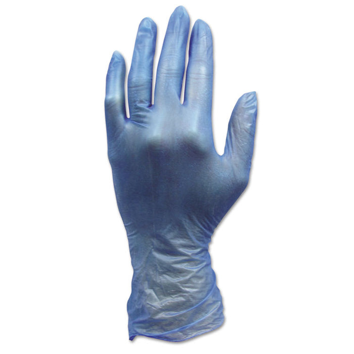 ProWorks Industrial Grade Disposable Vinyl Gloves, Powder-Free, Small, 4 mil Thick, 9" Long, Blue, 100/Box, 10 Boxes/Carton