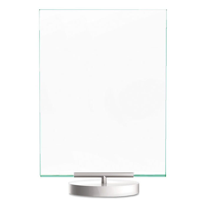Superior Image Swivel Sign Holder w/Green Edge, 8.5 x 11 Insert, Silver Base