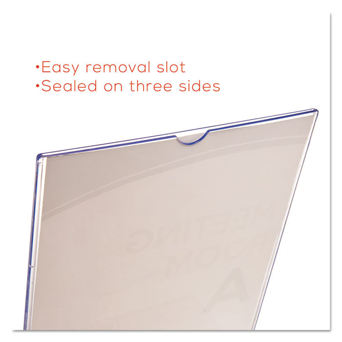 Superior Image Slanted Sign Holder, Top Loading, Portrait, 8.5 x 11 Insert, Clear