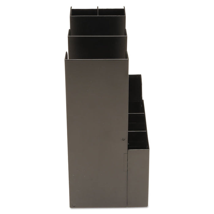 Coffee Condiment Caddy Organizer, 10 Compartments, 5.4 x 11 x 12.6, Black