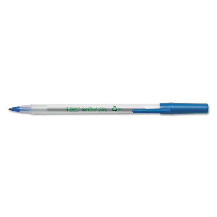 Ecolutions Round Stic Ballpoint Pen Value Pack, Stick, Medium 1 mm, Blue Ink, Clear Barrel, 50/Pack