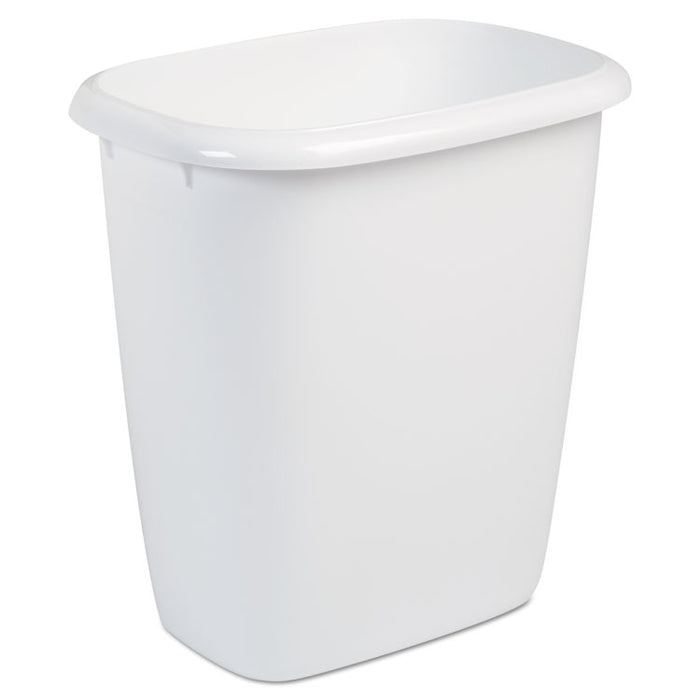 Open-Top Wastebasket, 14.4 qt, Plastic, White, 6/Carton