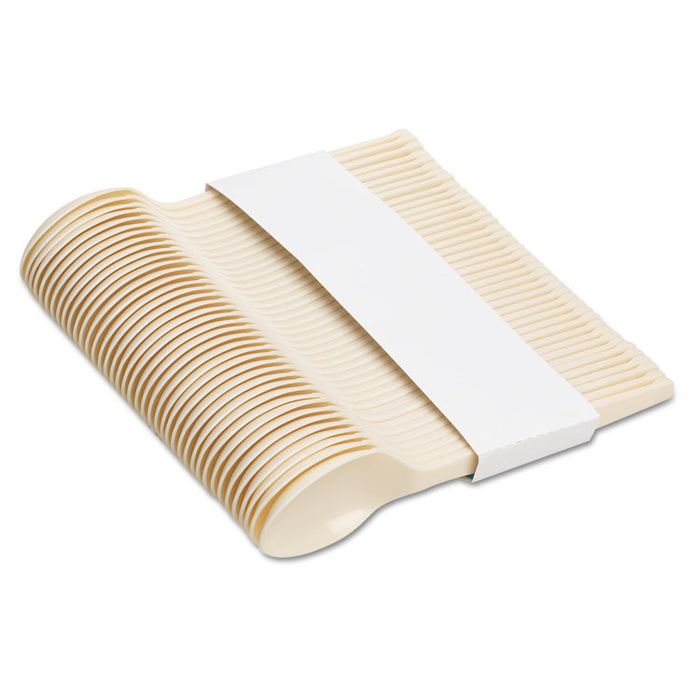 SmartStock Plastic Cutlery Refill, Series-O, Mediumweight Spoon, Beige, 40/Pack, 24 Packs/Carton