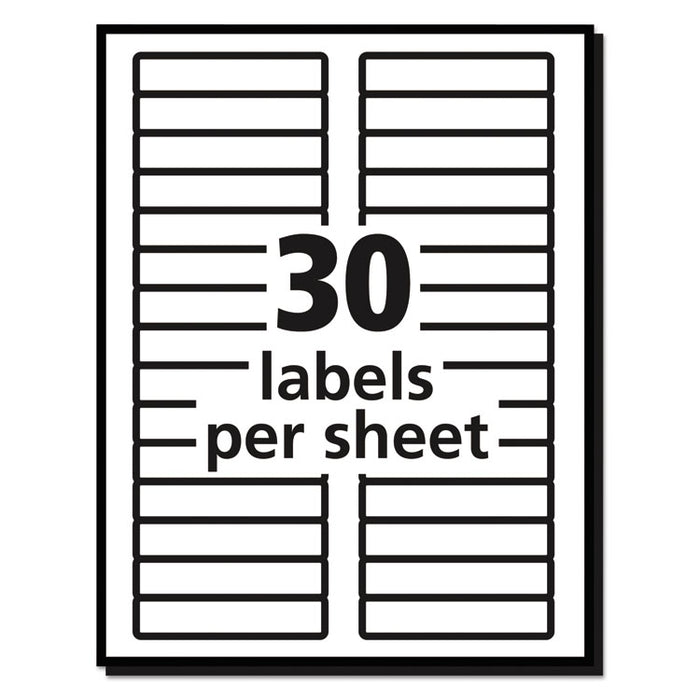 Permanent TrueBlock File Folder Labels with Sure Feed Technology, 0.66: x 3.44", White, 30/Sheet, 50 Sheets/Box
