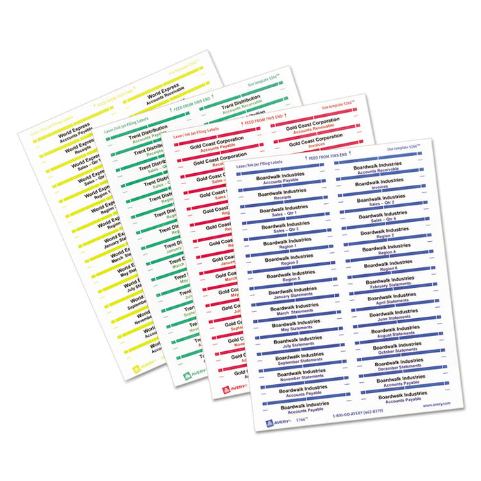 Removable File Folder Label with Sure Feed Technology, 0.66 x 3.44, White, 30/Sheet, 25 Sheets/Pack