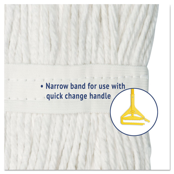 Premium Cut-End Wet Mop Heads, Cotton, 24 oz, White, 12/Carton