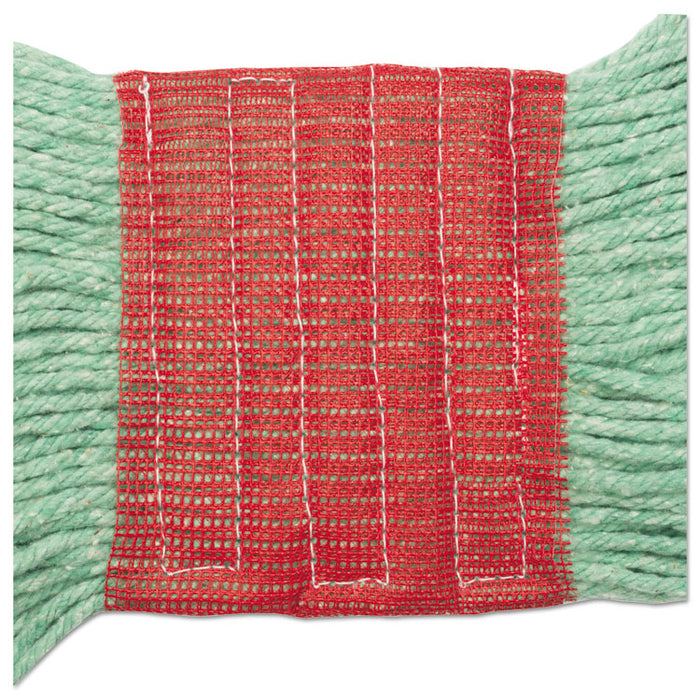 Super Loop Wet Mop Head, Cotton/Synthetic Fiber, 5" Headband, Large Size, Green, 12/Carton
