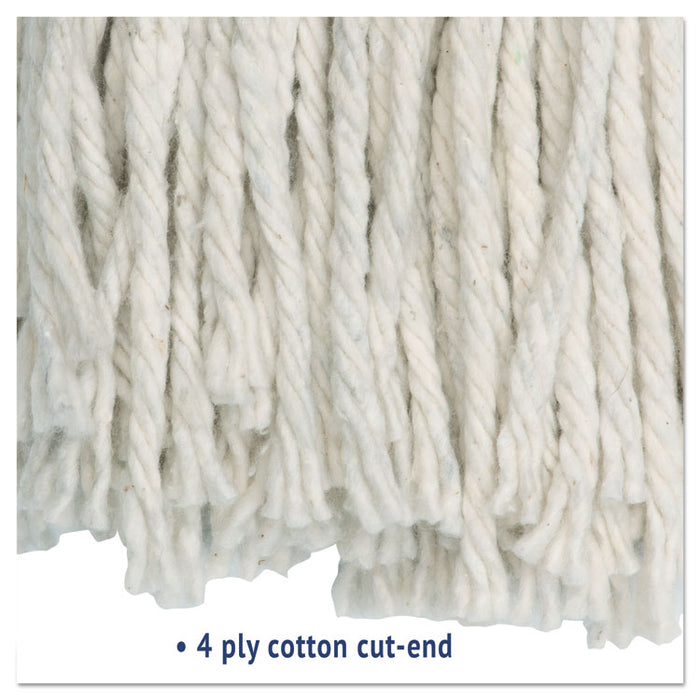 Cut-End Wet Mop Head, Cotton, #24, White