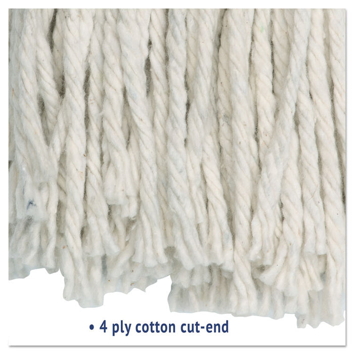 Cut-End Wet Mop Head, Cotton, #20, White