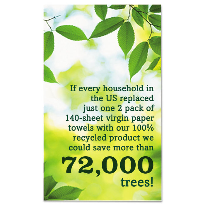 100% Recycled Paper Kitchen Towel Rolls, 2-Ply, 11 x 5.4, 140 Sheets/Roll, 6 Rolls/Pack, 4 Packs/Carton