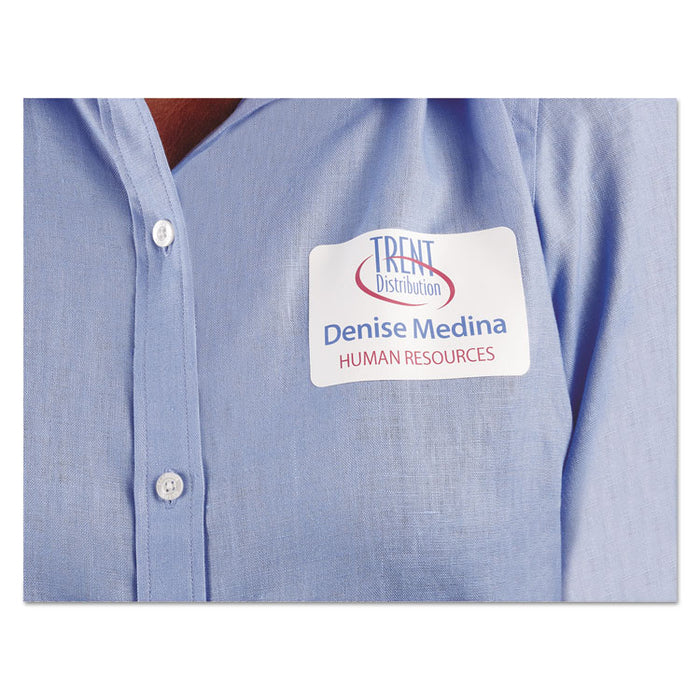 Flexible Adhesive Name Badge Labels, 3.38 x 2.33, White, 400/Box