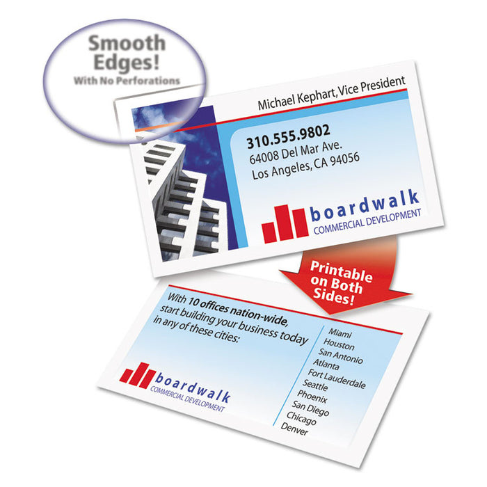 Clean Edge Business Cards Value Pack, Laser, 2 x 3.5, White, 10 Cards/Sheet, 100 Sheets/Box