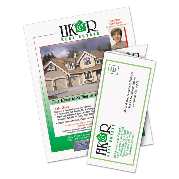 Tri-Fold Brochures, 92 Bright, 85 lb Text Weight, 8.5 x 11, Matte White, 100/Pack