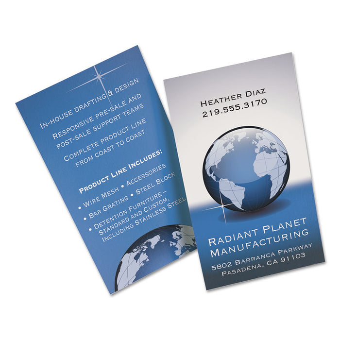 True Print Print-to-the-Edge Premium Business Cards, Inkjet, 2 x 3.5, White, 8 Cards Sheet, 20 Sheets/Pack