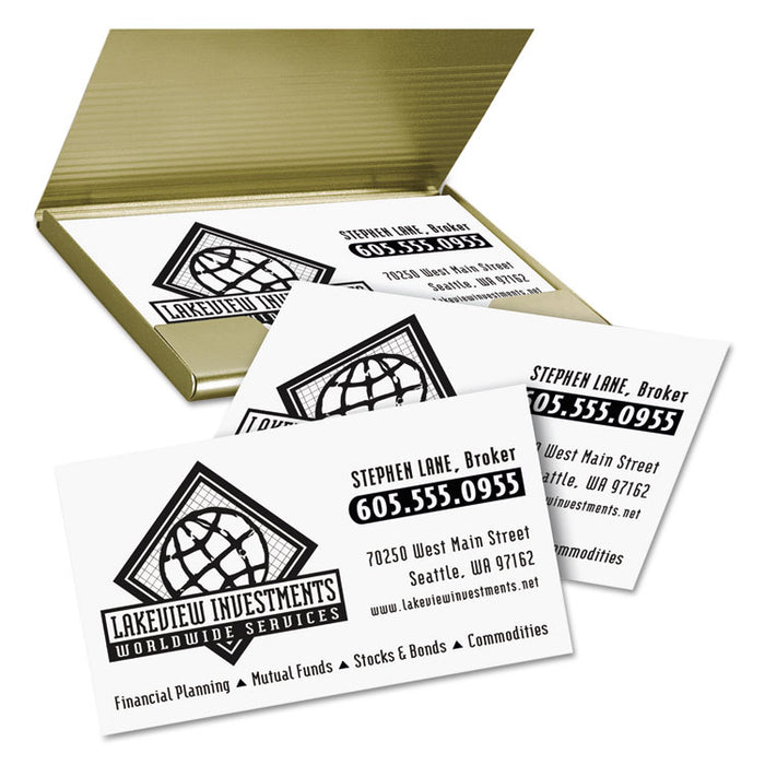 Clean Edge Business Cards, Laser, 2 x 3.5, White, 10 Cards/Sheet, 40 Sheets/Box