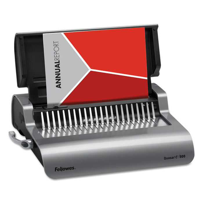 Quasar 500 Electric Comb Binding System, 500 Sheets, 16.88 x 15.38 x 5.13, Metallic Gray