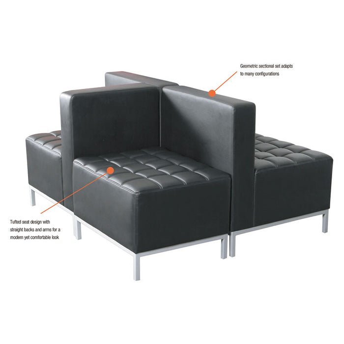 Alera QUB Series Ottoman, 26.38" x 21.5" x 17.5", Black