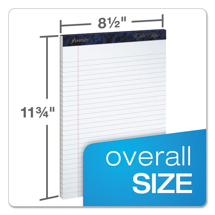 Gold Fibre Writing Pads, Wide/Legal Rule, (50) White 8.5 x 11 Sheets, 4/Pack