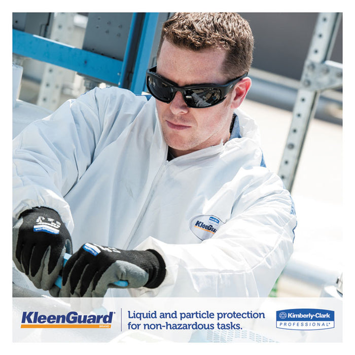 A35 Liquid and Particle Protection Coveralls, Zipper Front, Hooded, Elastic Wrists and Ankles, X-Large, White, 25/Carton