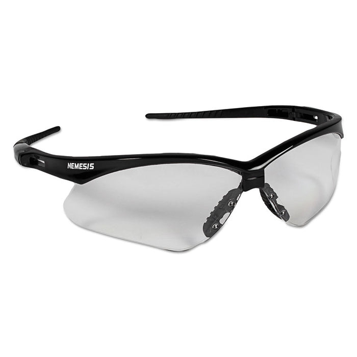 Nemesis Safety Glasses, Black Half Frame, Clear Dual Lens