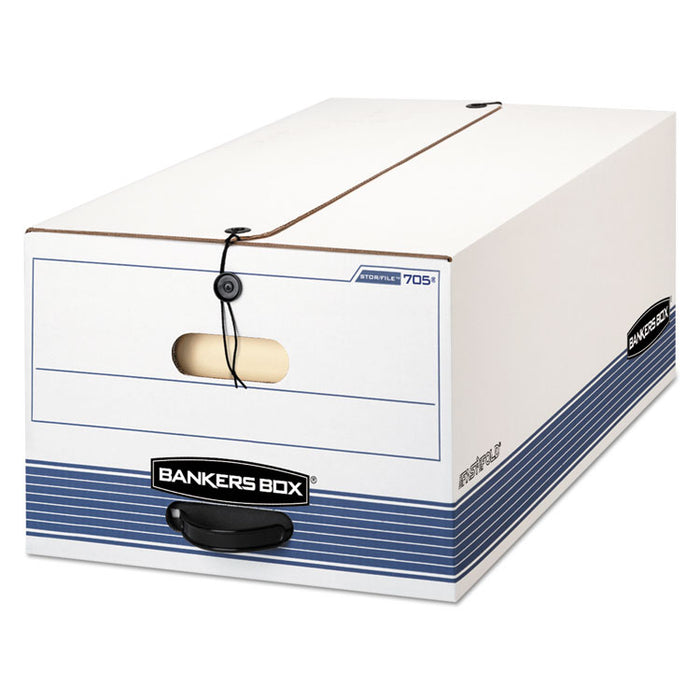 STOR/FILE Medium-Duty Strength Storage Boxes, Legal Files, 15.25" x 19.75" x 10.75", White/Blue, 4/Carton