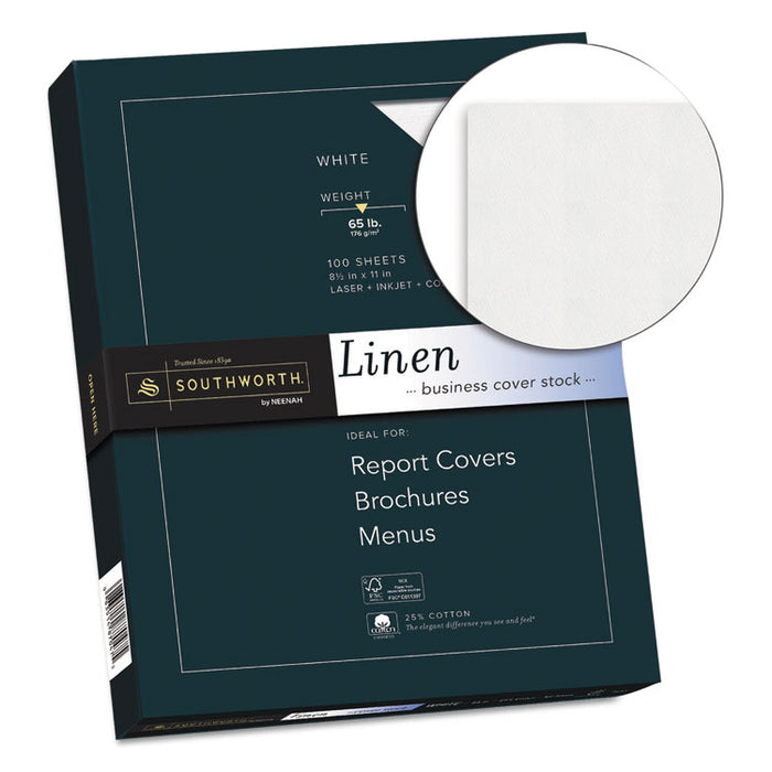 25% Cotton Linen Cover Stock, 65-lb Cover Weight, 8.5 x 11, 100/Pack